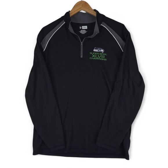 Seattle Seahawks Super Bowl XLVIII Champions 1/4 Zip Pullover Mens XL NFL Team - Picture 2 of 8